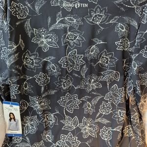 Hang Ten Black and White Floral Rashguard